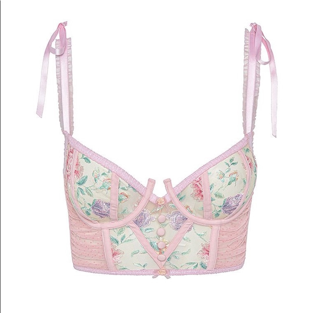 FOR LOVE & LEMONS Pastel Watercolor Rose Bustier - Picture 13 of 13